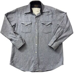 Pendleton Canyon Mens Blue Twill Western Pearl Snap Shirt Long Sleeve Large